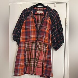 Free People Plaid Button-Up Top